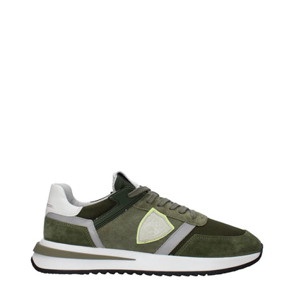 Philippe Model Green Sneakers Code F83289 Suede with Signature Details