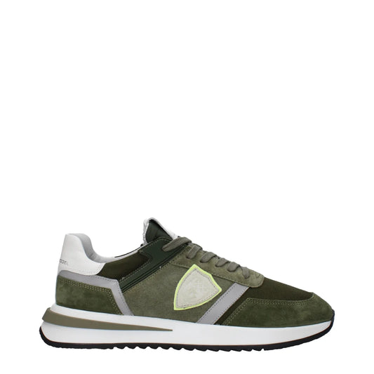 Philippe Model Green Sneakers Code F83289 Suede with Signature Details