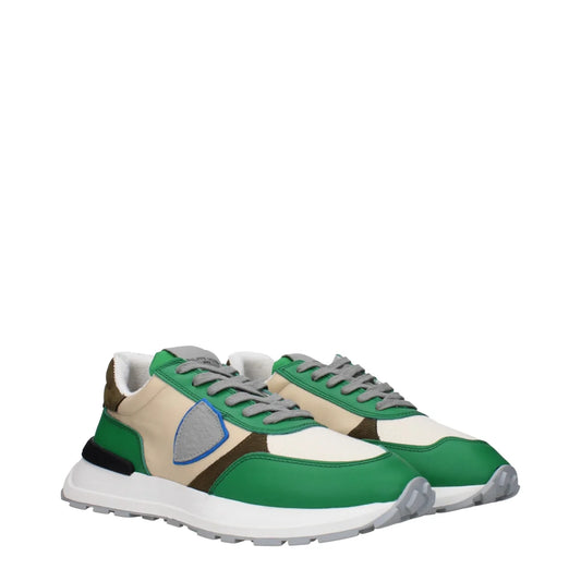 Philippe Model Green Sneakers with Vintage Effect and Logo Detailing