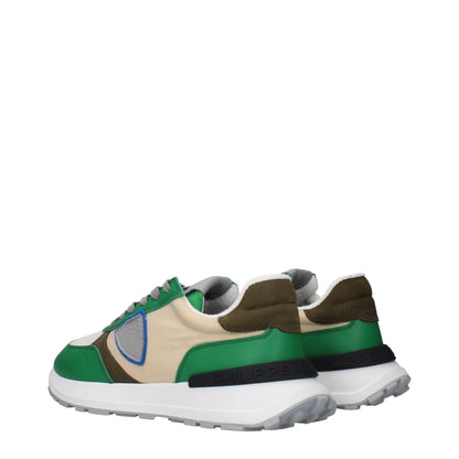 Philippe Model Green Sneakers with Vintage Effect and Logo Detailing