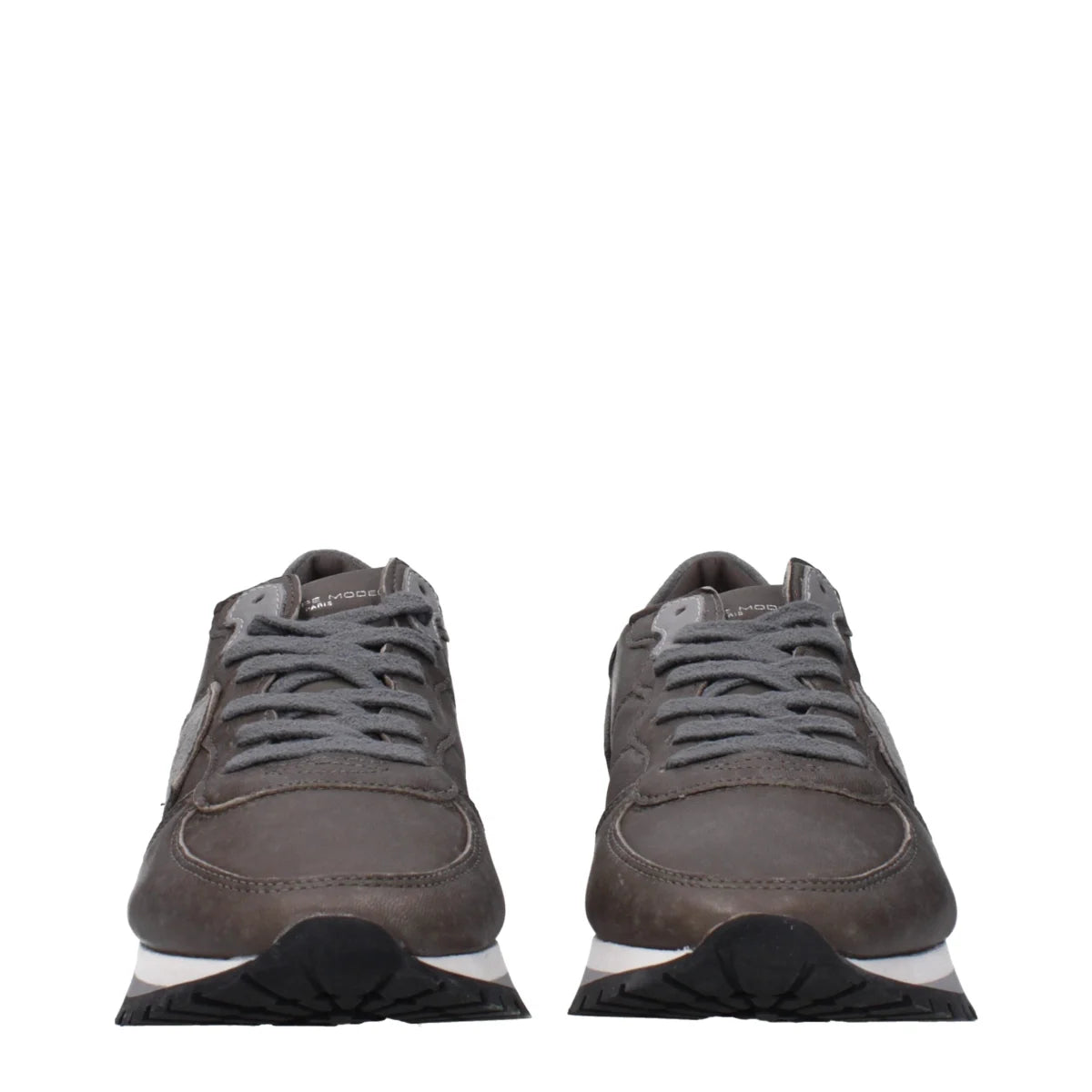 Philippe Model TZLUWWTB2R3 Gray Leather Sneakers Vintage Effect