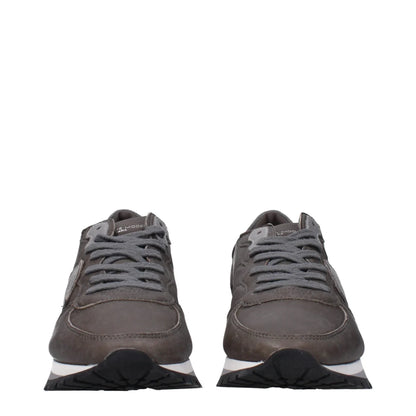 Philippe Model TZLUWWTB2R3 Gray Leather Sneakers Vintage Effect