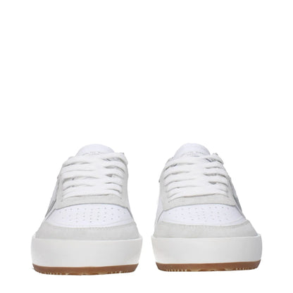 Philippe Model White Leather Sneakers Vintage Effect Front Logo