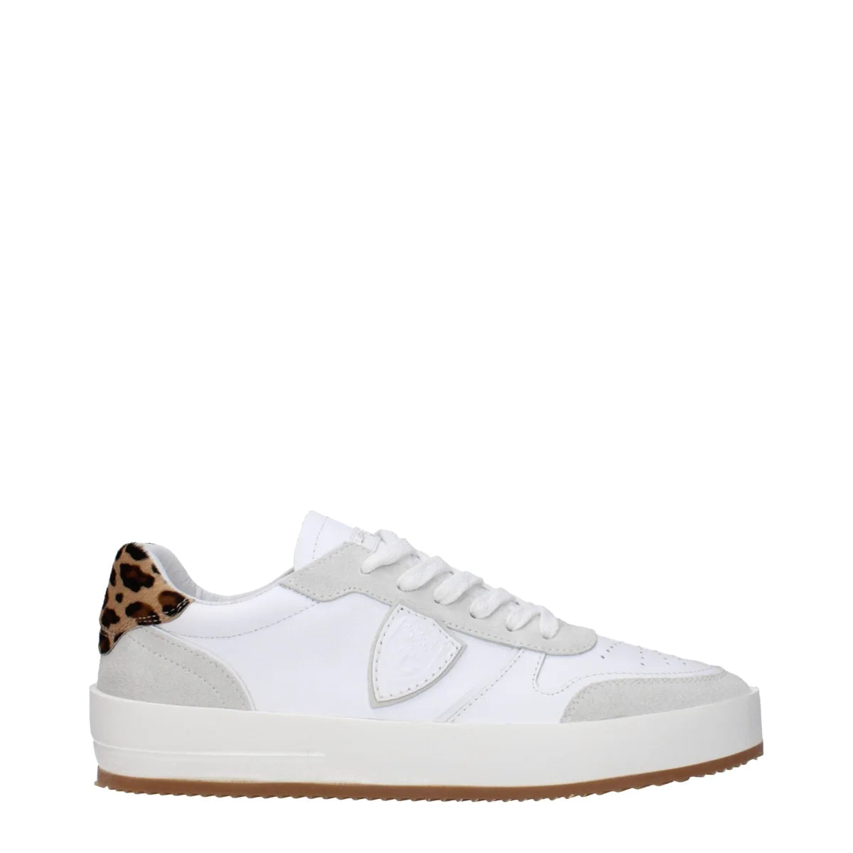 Philippe Model White Leather Sneakers Vintage Effect Front Logo