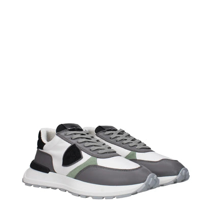 Philippe Model White Sneakers with Vintage Effect and Signature Logos