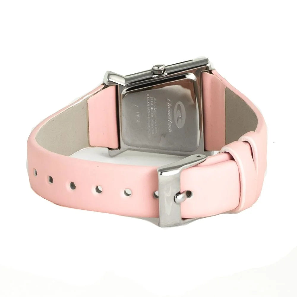 Pink Leather Analog Watch Silver Steel Case Fashion Clothing Accessory Chronotech