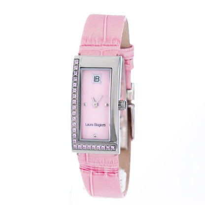 Pink Leather Quartz Watch for Women Fashion Clothing Accessory Laura Biagiotti