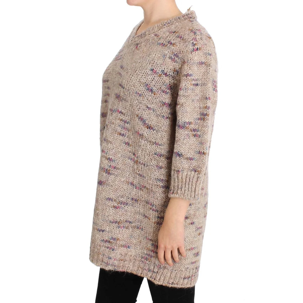PINK MEMORIES Beige Wool Blend Knitted Oversize Sweater