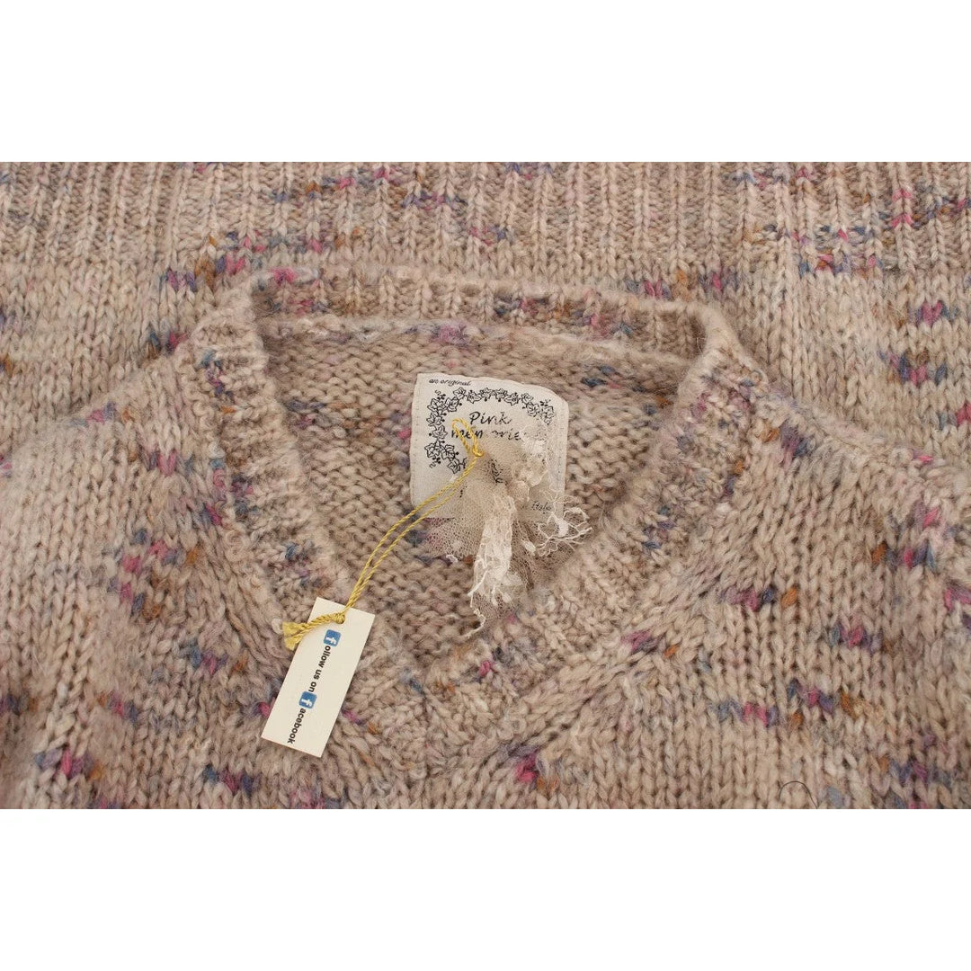 PINK MEMORIES Beige Wool Blend Knitted Oversize Sweater