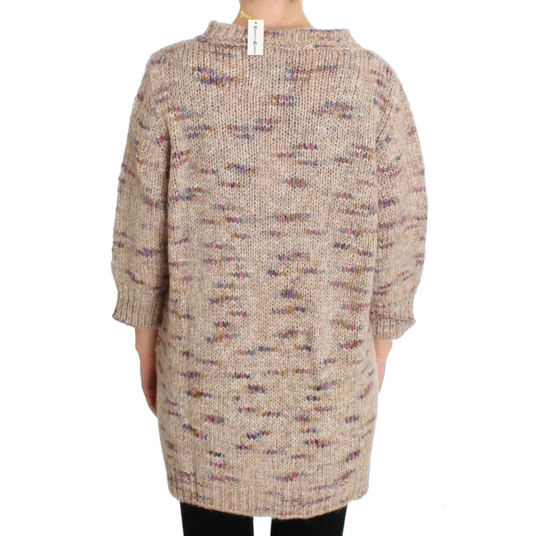 PINK MEMORIES Beige Wool Blend Knitted Oversize Sweater