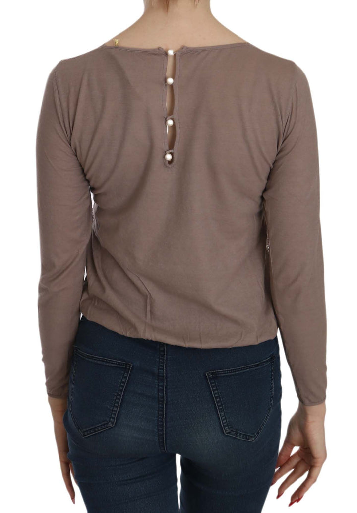 PINK MEMORIES - Brown Lace See Through Long Sleeve Top