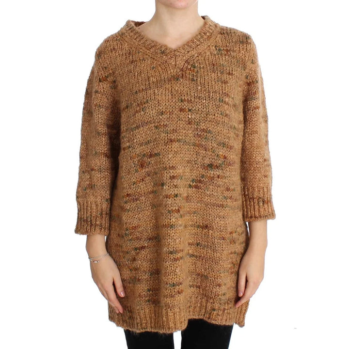 PINK MEMORIES Brown Wool Blend Knitted Oversize Sweater