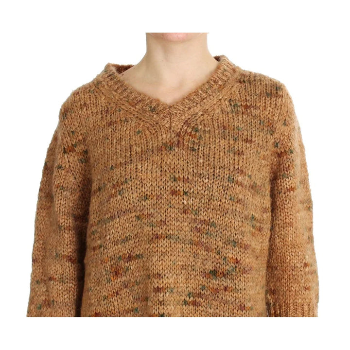 PINK MEMORIES Brown Wool Blend Knitted Oversize Sweater