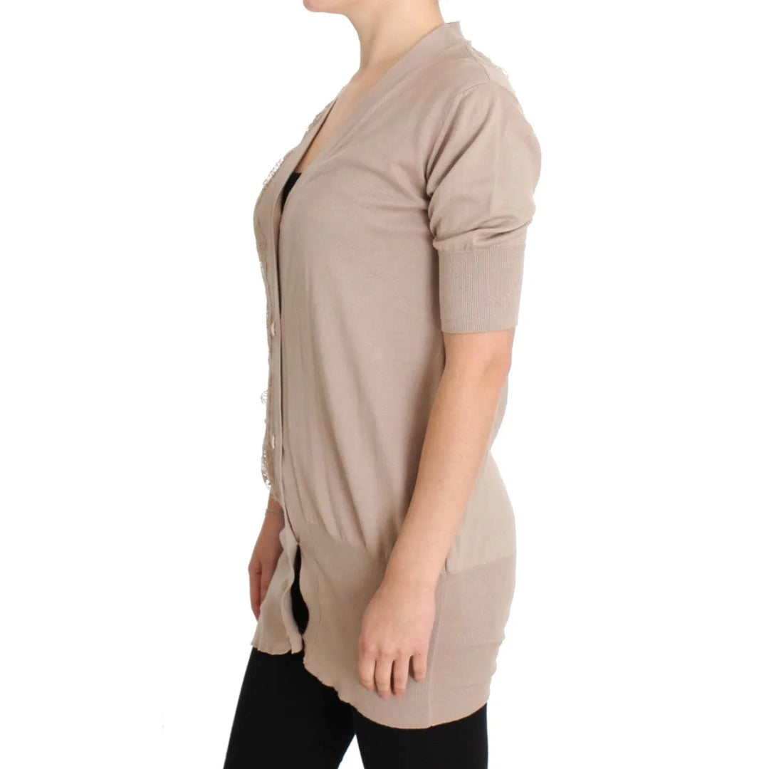 PINK MEMORIES Pink Lace Cotton Cardigan Sweater