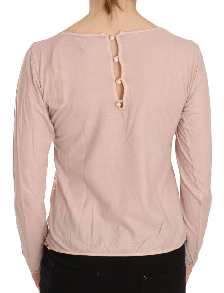 PINK MEMORIES - Pink Lace See Through Long Sleeve Top Blouse