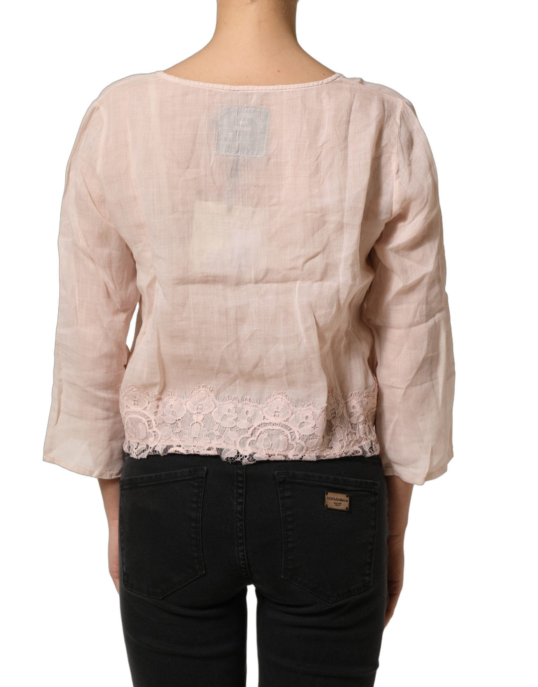 Pink Memories Blouses - Women’s Light Pink Linen V-neck Long Sleeves Blouse Top