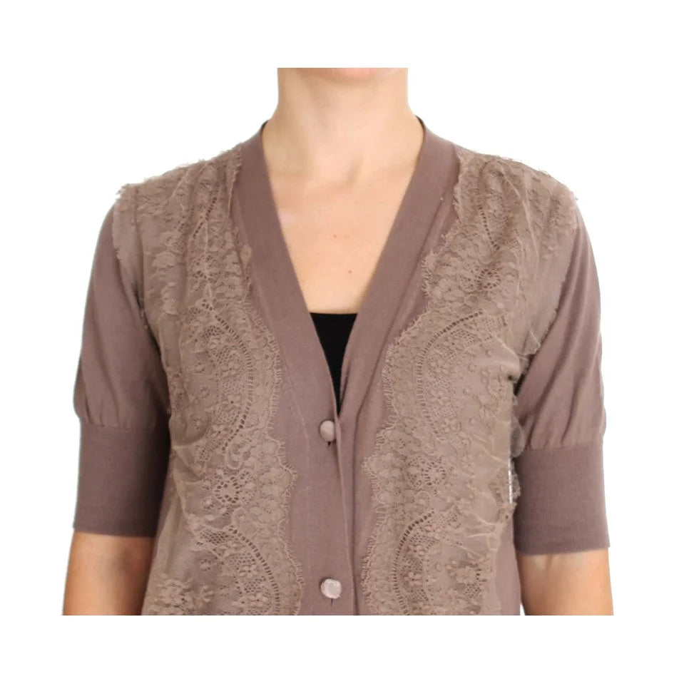 PINK MEMORIES Purple Lace Cotton Cardigan Sweater