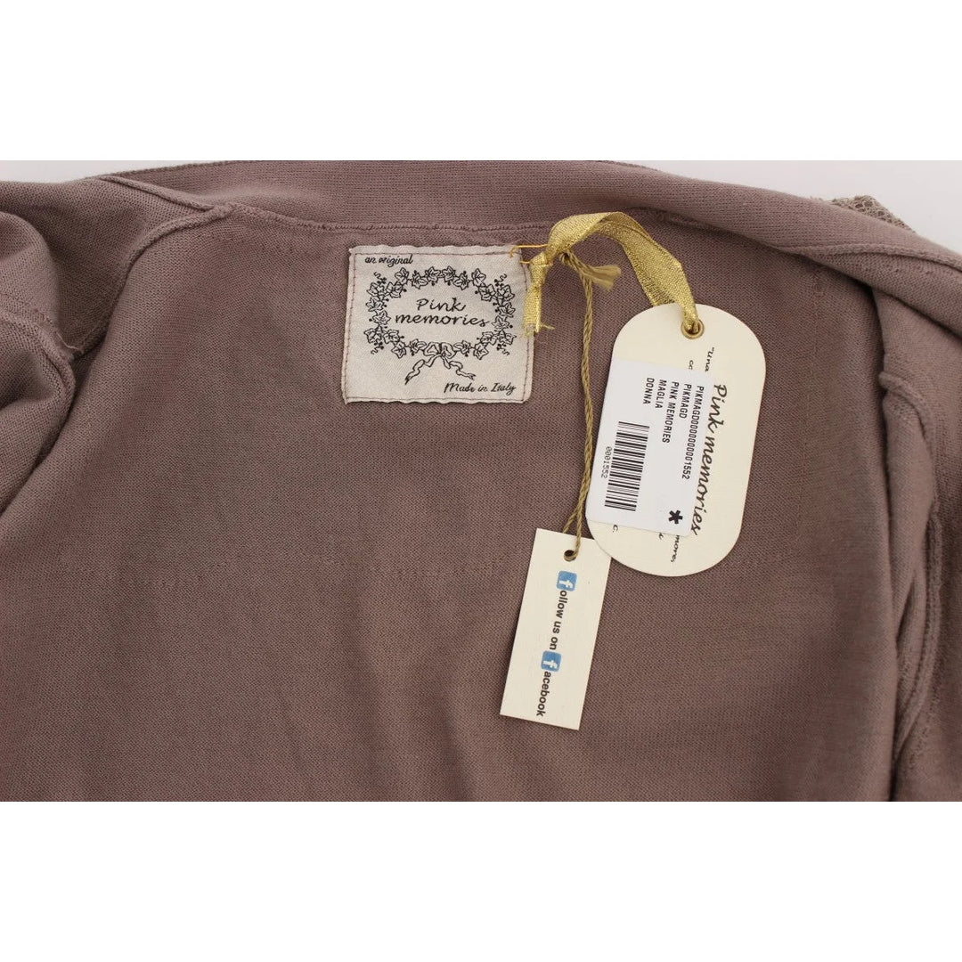 PINK MEMORIES Purple Lace Cotton Cardigan Sweater