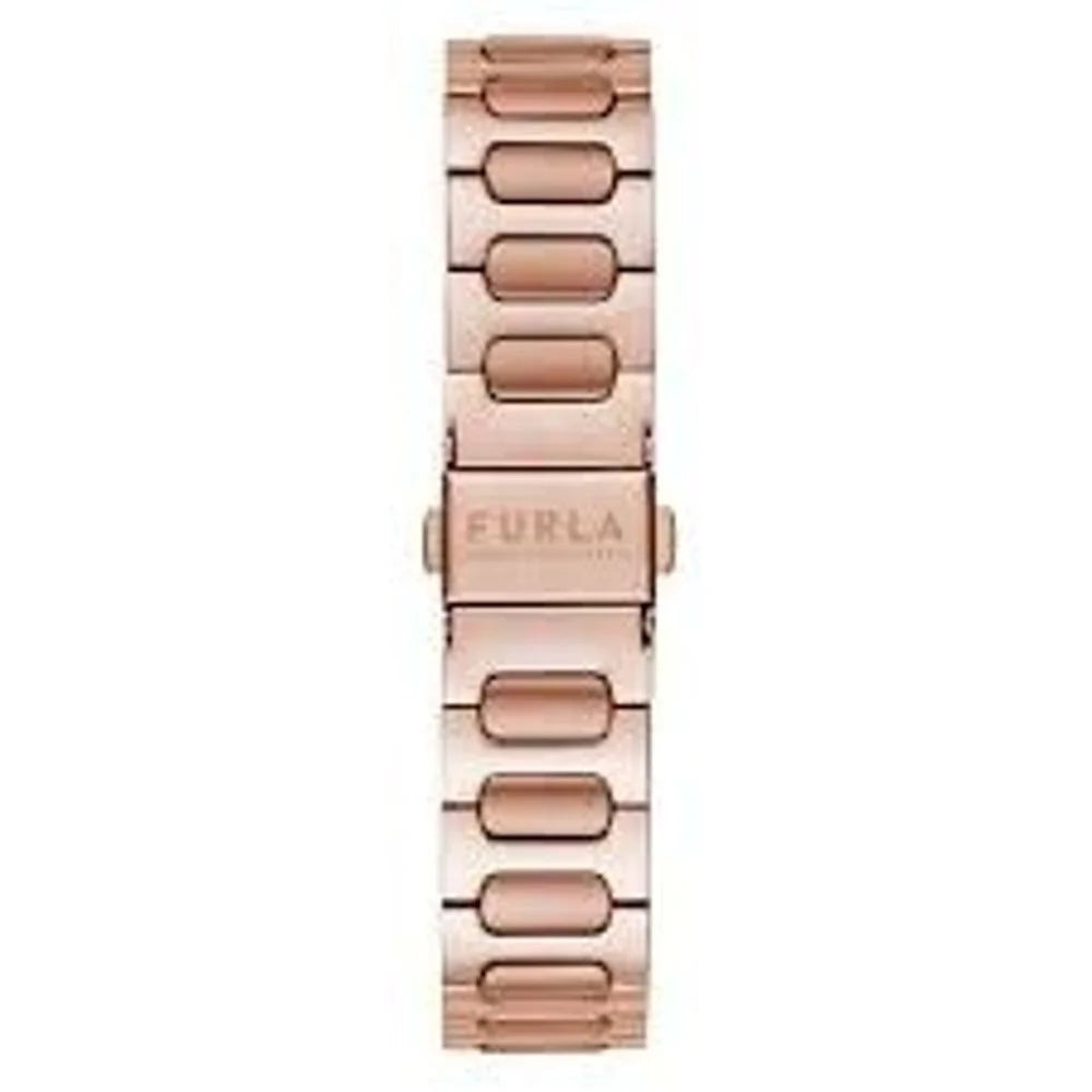 Pink Stainless Steel Quartz Watch with Grey Dial and 5ATM Water Resistance Furla