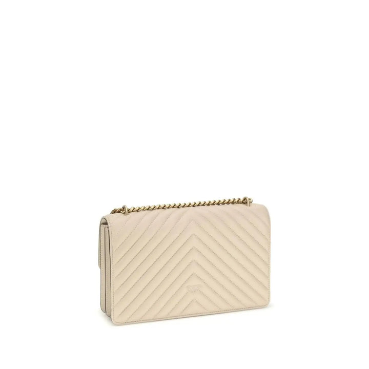 PINKO Beige Calf Leather Bos Taurus Shoulder Bag