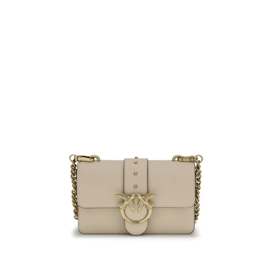 PINKO Beige Calf Leather Bos Taurus Shoulder Bag