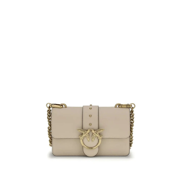 PINKO Beige Calf Leather Bos Taurus Shoulder Bag