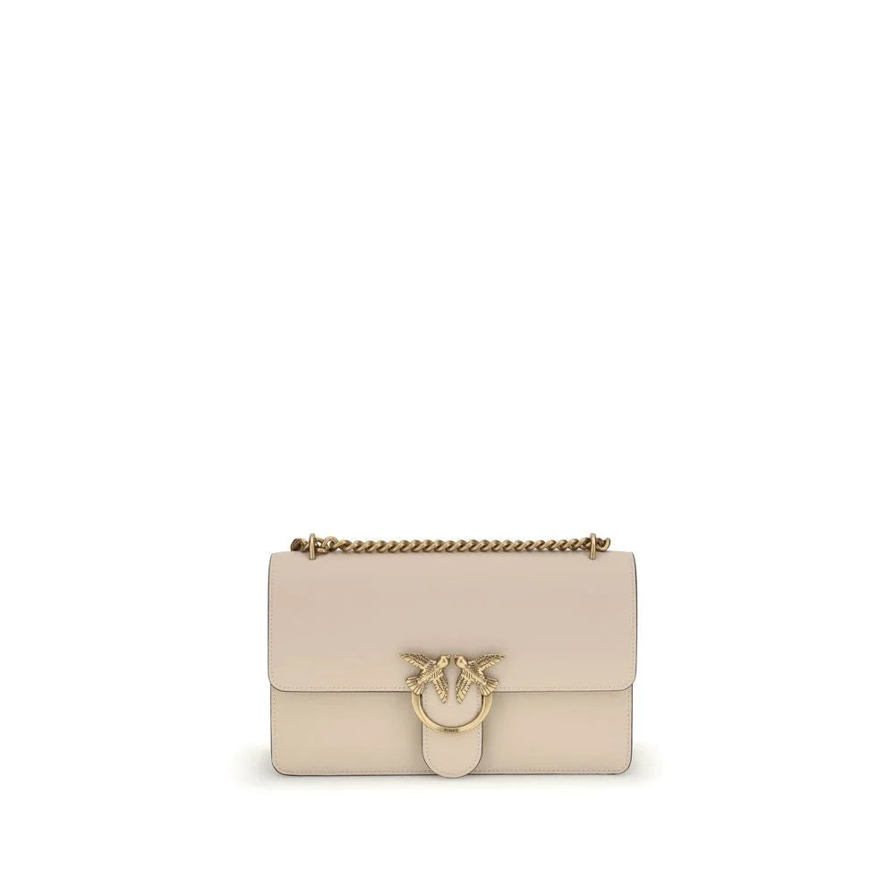 PINKO Beige Calf Leather Bos Taurus Shoulder Bag