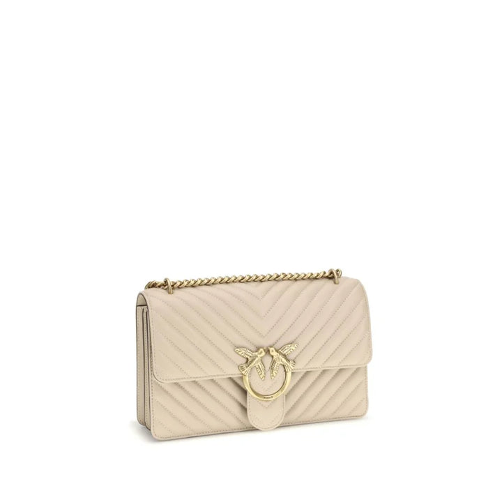 PINKO Beige Calf Leather Bos Taurus Shoulder Bag