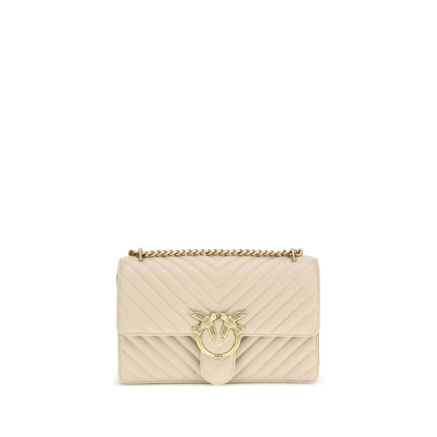 PINKO Beige Calf Leather Bos Taurus Shoulder Bag