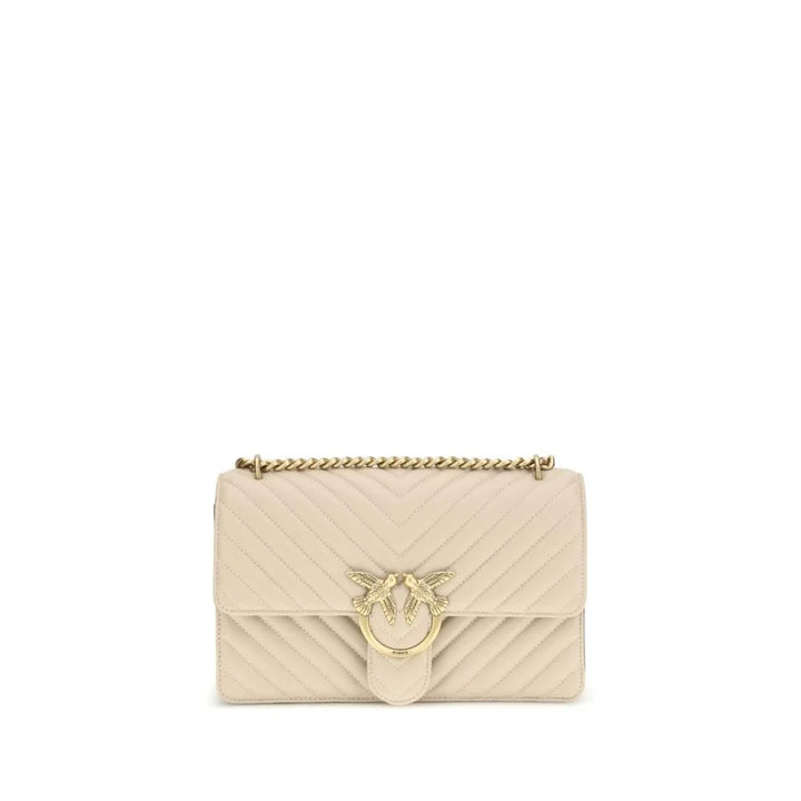 PINKO Beige Calf Leather Bos Taurus Shoulder Bag