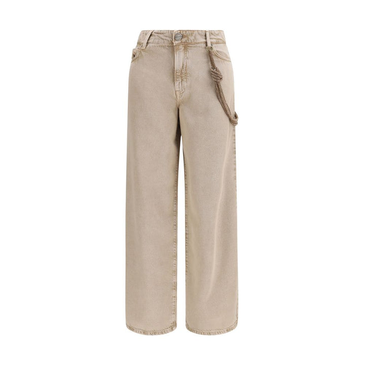 Pinko Beige Cotton Relaxed Fit Jeans
