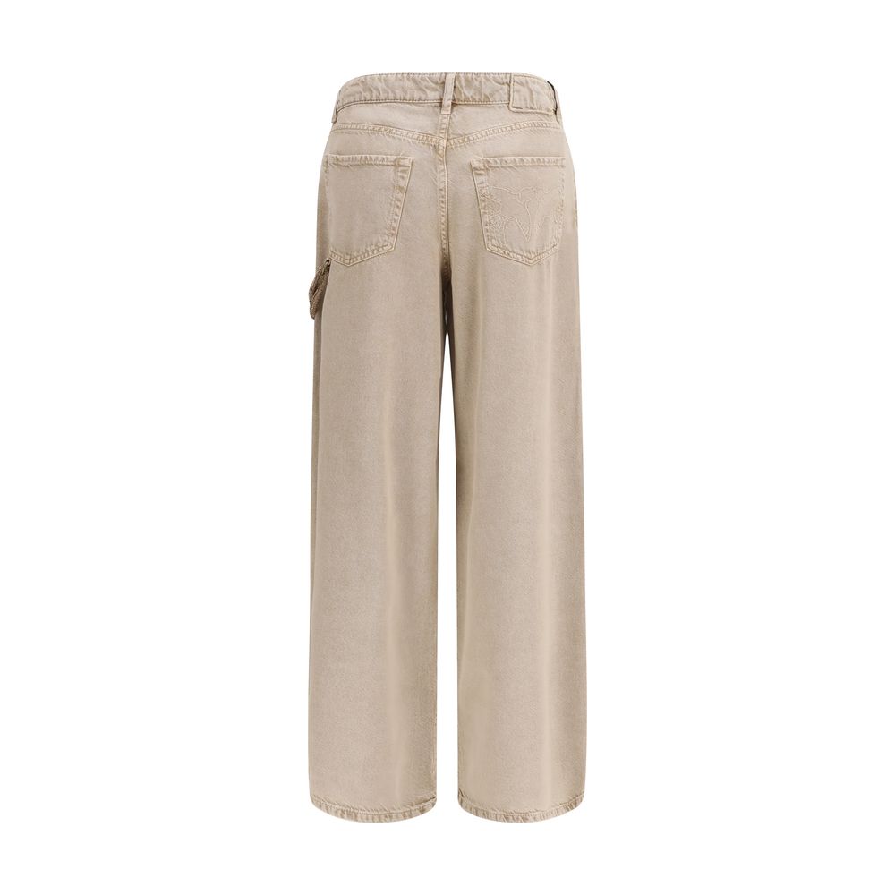 Pinko Beige Cotton Relaxed Fit Jeans