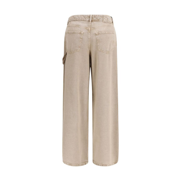 Pinko Beige Cotton Relaxed Fit Jeans