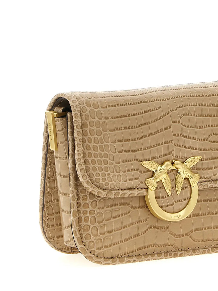 Pinko Beige Goatskin Shoulder Bag