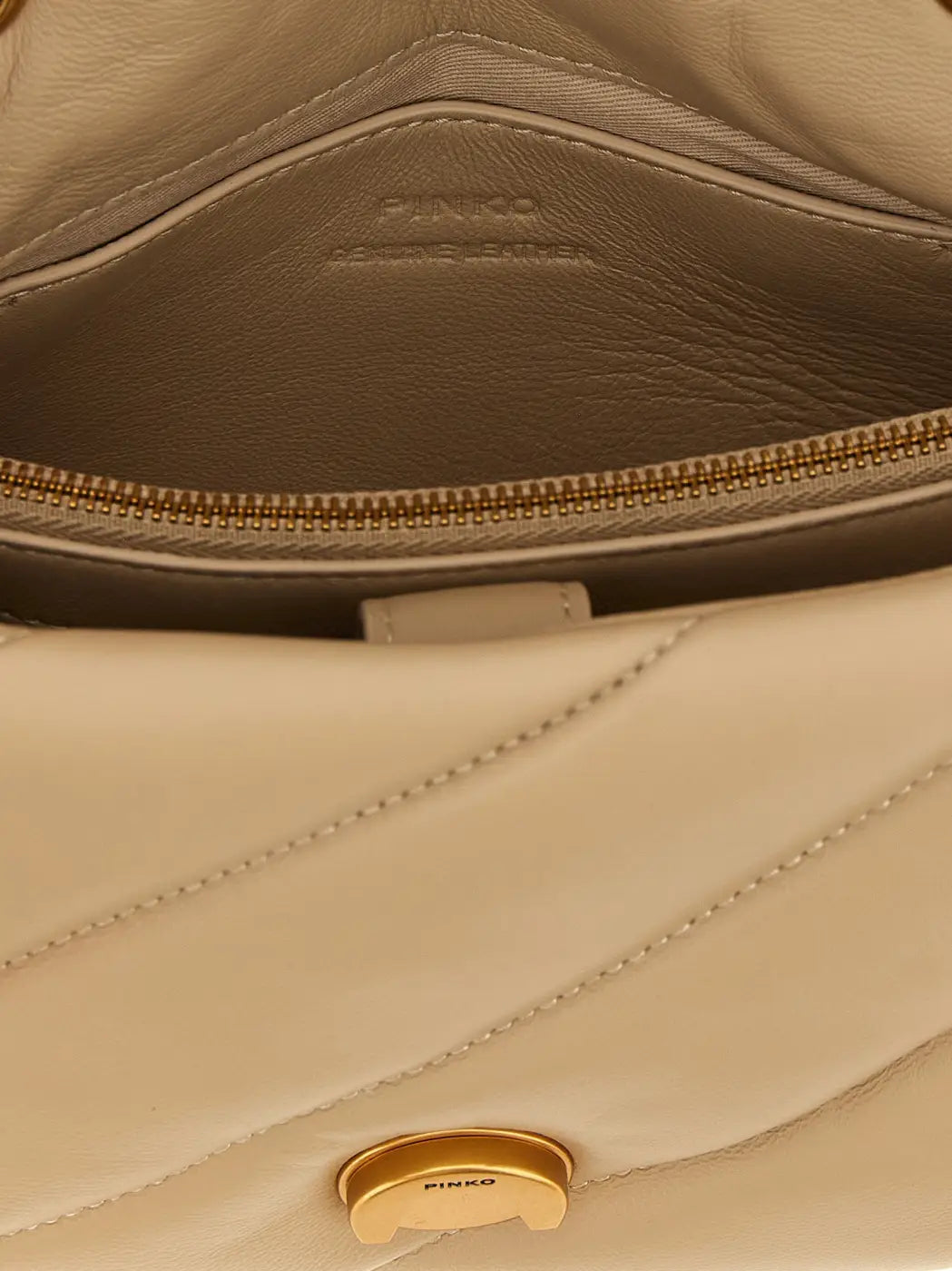 Pinko Beige Lambskin Crossbody Bag