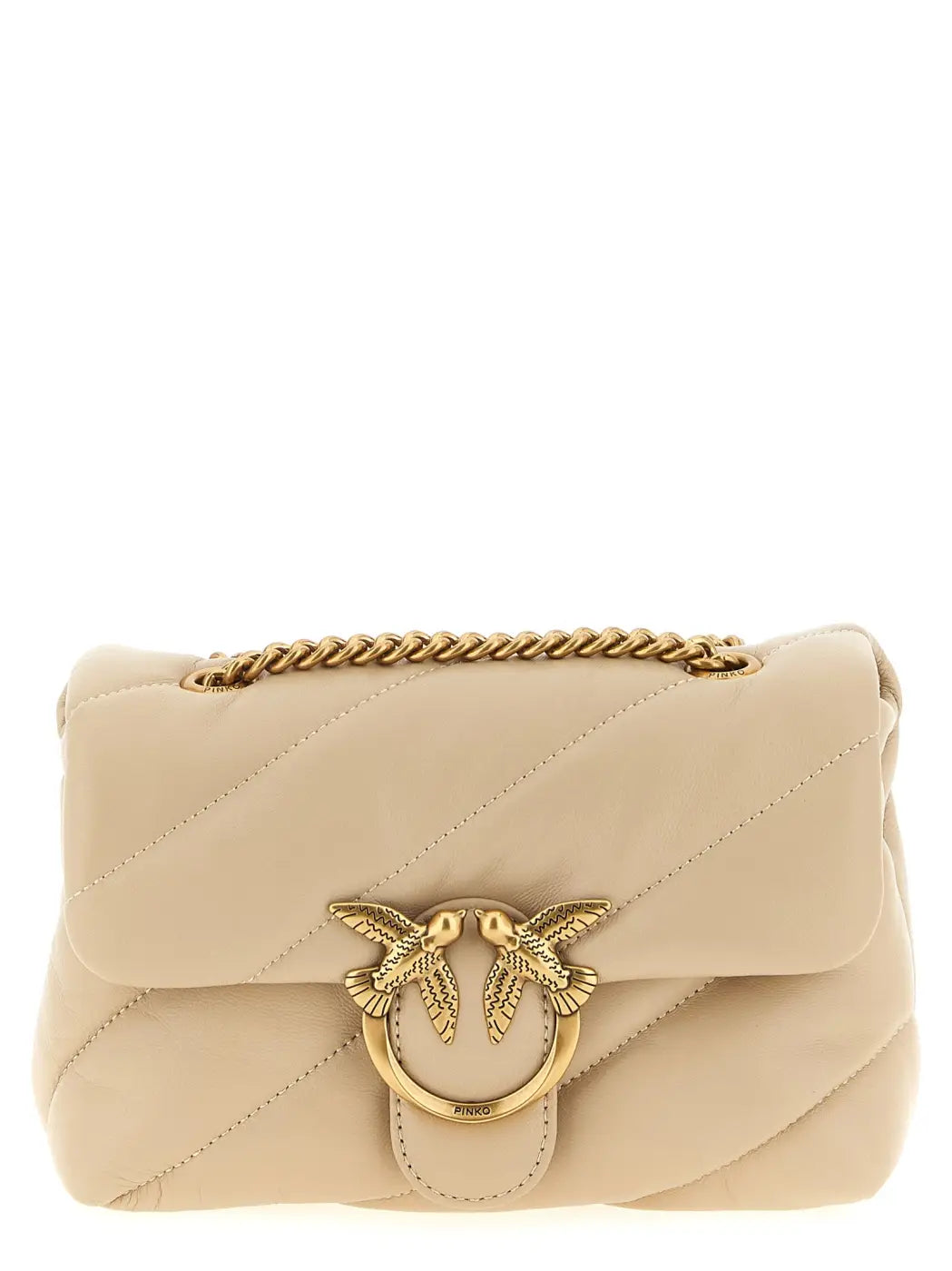 Pinko Beige Lambskin Crossbody Bag