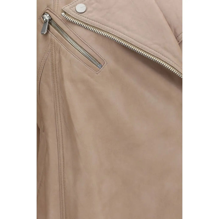 Pinko Beige Lambskin Leather Jacket