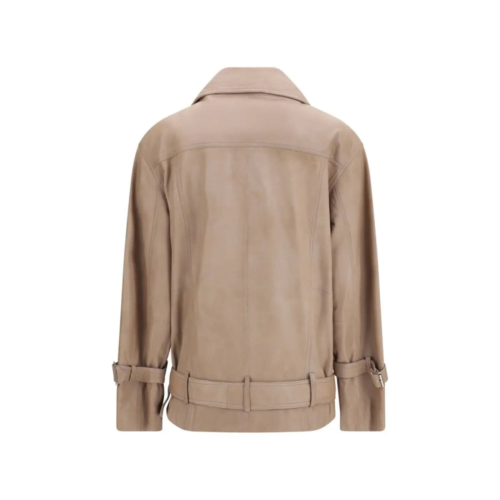 Pinko Beige Lambskin Leather Jacket