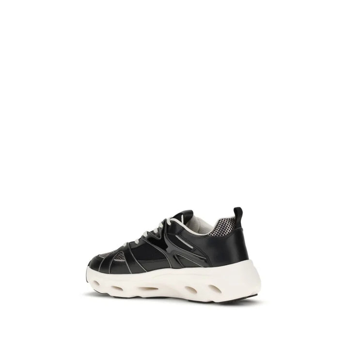PINKO Black Calf Leather Bos Taurus Chunky Sneakers