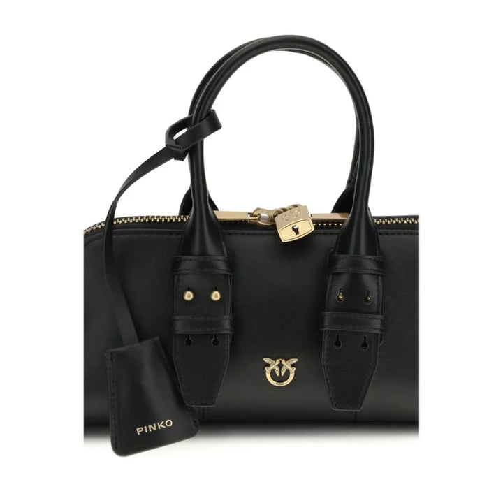 PINKO Black Calf Leather Bos Taurus Handbag