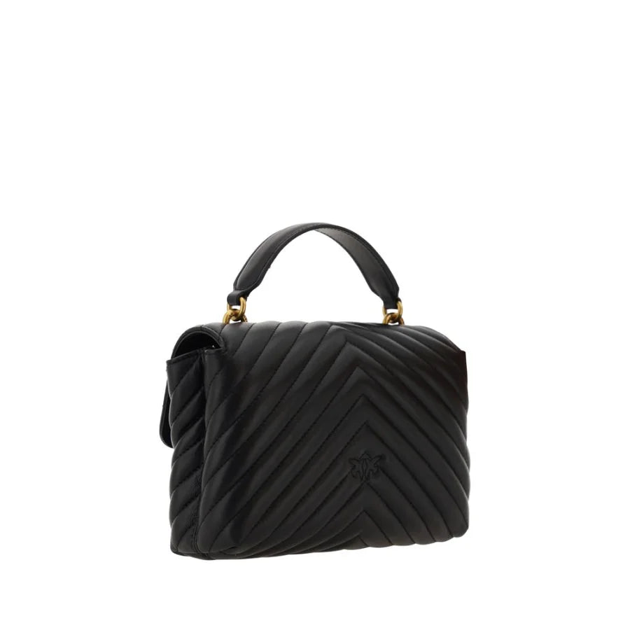 PINKO Black Calf Leather Bos Taurus Handbag