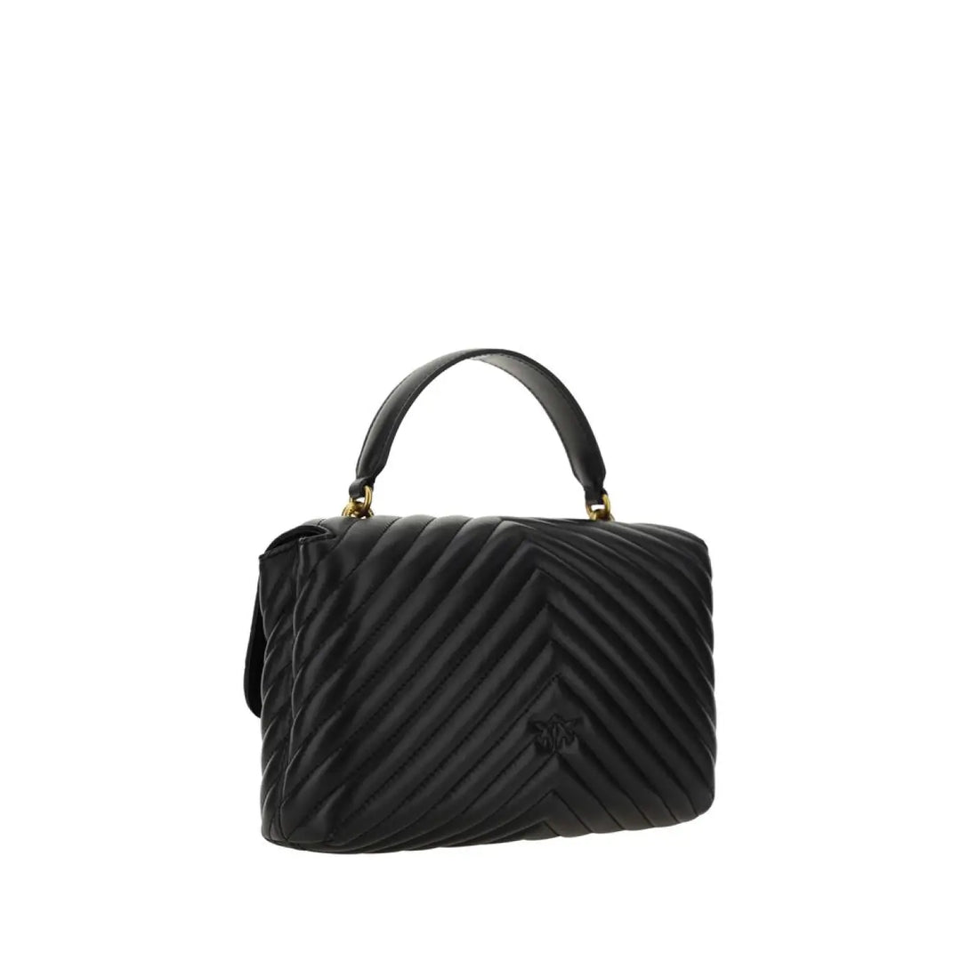 PINKO Black Calf Leather Bos Taurus Handbag