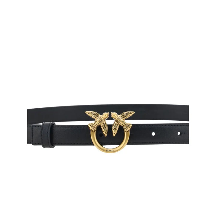 PINKO Black Calf Leather Bos Taurus Regular Belt