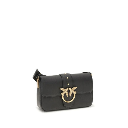 PINKO Black Calf Leather Bos Taurus Shoulder Bag