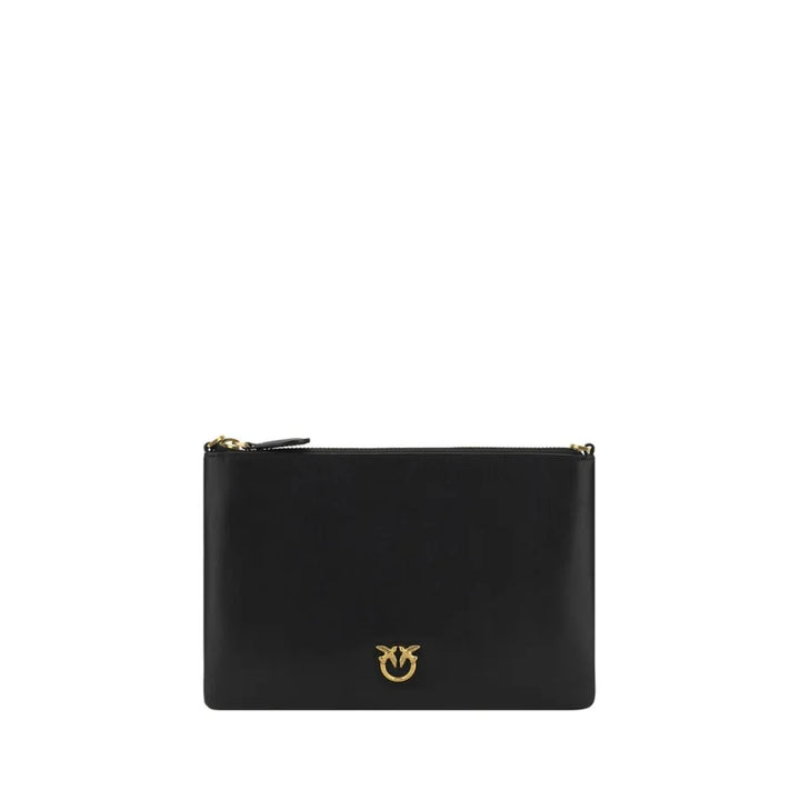 PINKO Black Calf Leather Bos Taurus Shoulder Bag
