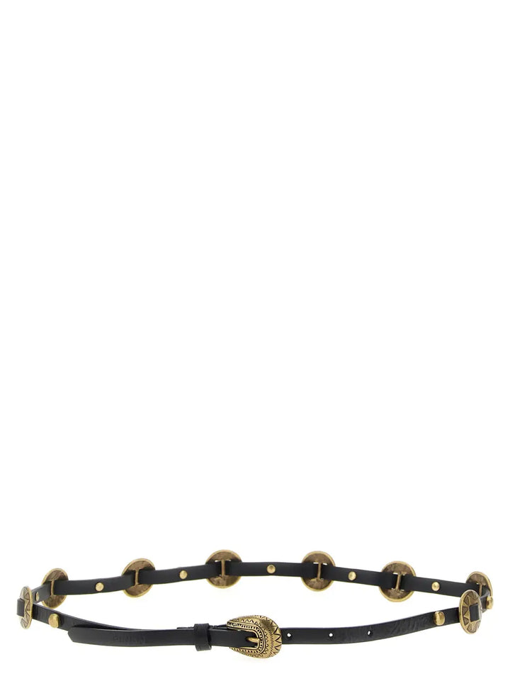 Pinko Black Calfskin Thin Belt