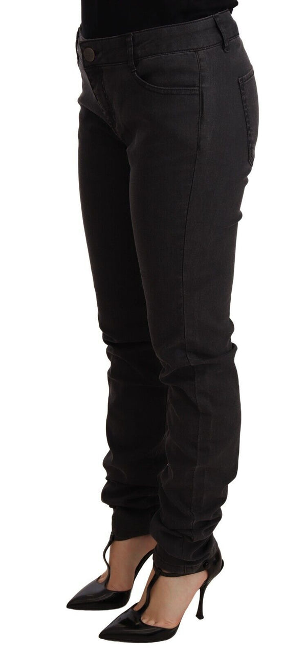 Pinko Black Cotton Stretch Skinny Mid Waist Women Denim Jeans