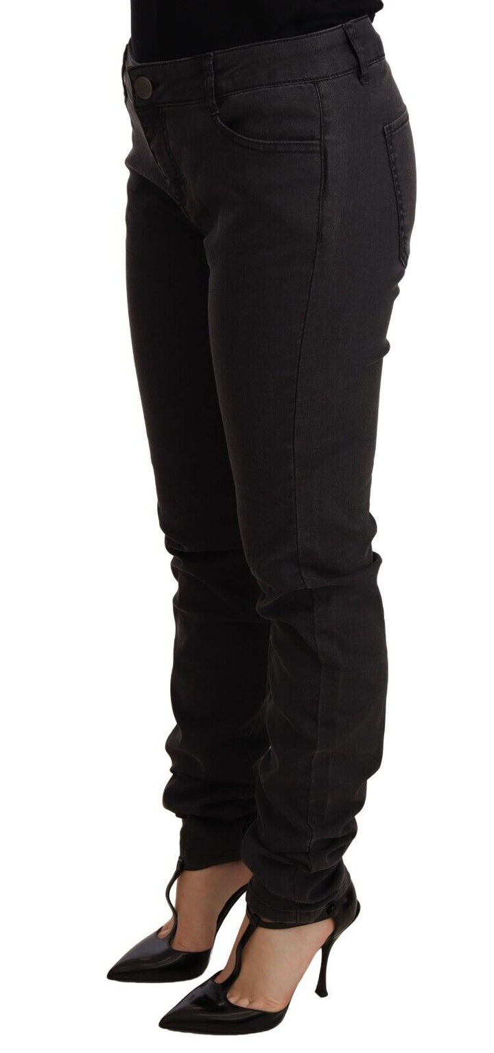 Pinko Black Cotton Stretch Skinny Mid Waist Women Denim Jeans