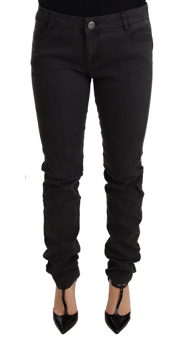 Pinko Black Cotton Stretch Skinny Mid Waist Women Denim Jeans