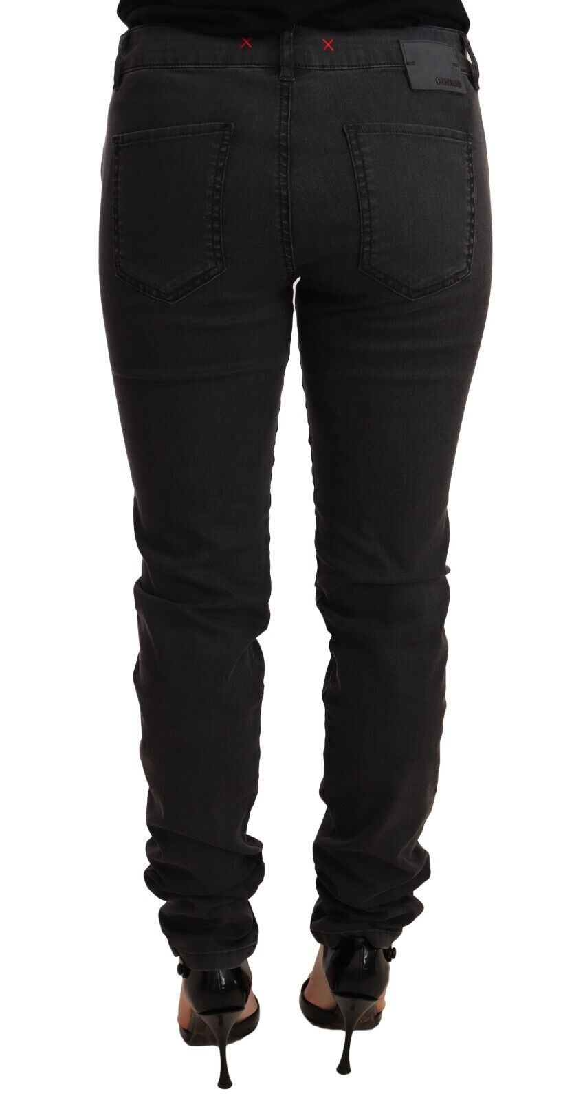 Pinko Black Cotton Stretch Skinny Mid Waist Women Denim Jeans